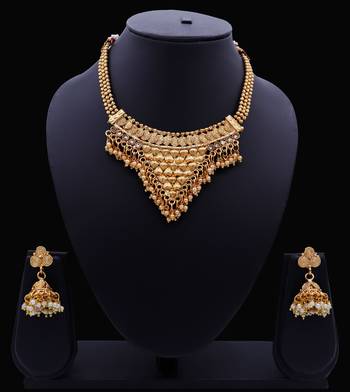 Lalso Beautiful Gold Plated Golden Delicate Jalebi Bandhani Necklace Earring Jewelry Set - LJBDN02_LCT 3