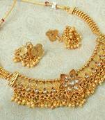 Lalso Beautiful Gold Plated Golden Delicate Jalebi Bandhani Necklace Earring Jewelry Set - LJBDN03_LCT