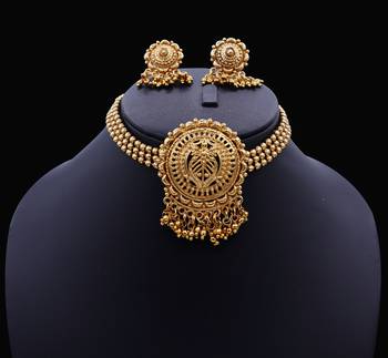 Lalso Beautiful Gold Plated Golden Ball Chain Delicate Chick Necklace Earring Jewelry Set - LBCCSS01 2
