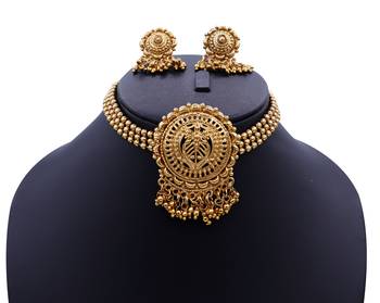 Lalso Beautiful Gold Plated Golden Ball Chain Delicate Chick Necklace Earring Jewelry Set - LBCCSS01 3