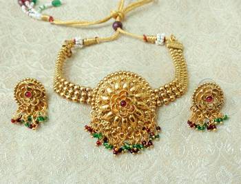 Lalso Beautiful Gold Plated Multicolour Ball Chain Delicate Chick Necklace Earring Jewelry Set - LBCCSS02 1