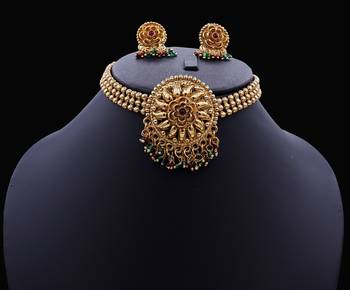 Lalso Beautiful Gold Plated Multicolour Ball Chain Delicate Chick Necklace Earring Jewelry Set - LBCCSS02 2