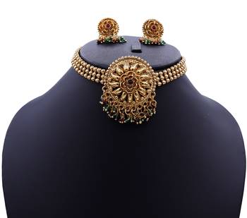 Lalso Beautiful Gold Plated Multicolour Ball Chain Delicate Chick Necklace Earring Jewelry Set - LBCCSS02 3