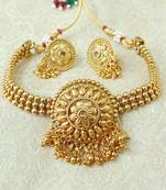 Lalso Beautiful Gold Plated Golden Ball Chain Delicate Chick Necklace Earring Jewelry Set - LBCCSS03