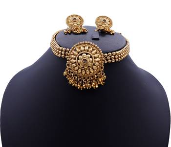 Lalso Beautiful Gold Plated Golden Ball Chain Delicate Chick Necklace Earring Jewelry Set - LBCCSS03 3