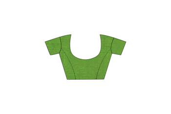 Green printed cotton saree with blouse 3