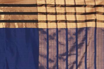 Blue printed cotton saree with blouse 4