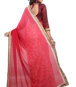 Red woven georgette saree with blouse