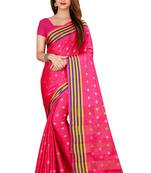 Pink printed art silk saree with blouse