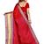 Red printed cotton silk saree with blouse