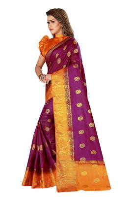 Maroon printed art silk saree with blouse 2