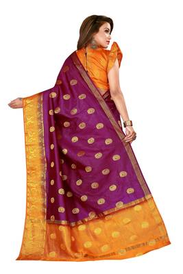 Maroon printed art silk saree with blouse 3