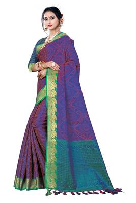 Multicolor printed banarasi silk saree with blouse 2