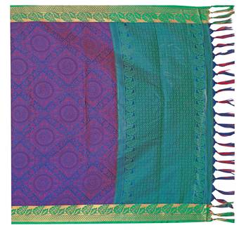 Multicolor printed banarasi silk saree with blouse 4