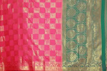 Pink printed art silk saree with blouse 5