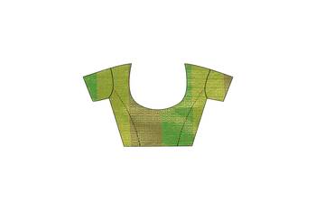 Green printed art silk saree with blouse 4