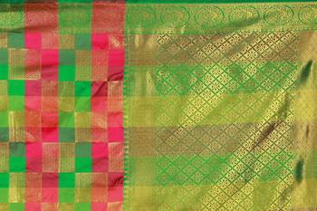 Green printed art silk saree with blouse 5