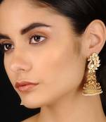 Gold Tone Kundan Inspired Chandbali Earrings
