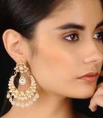 Gold Tone Kundan Inspired Chaandbali Earrings
