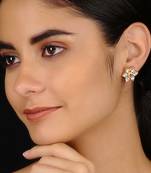 Gold Tone Kundan Inspired Stud Earrings
