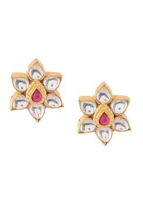 Gold Tone Kundan Inspired Stud Earrings
 2