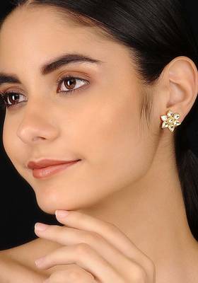 Gold Tone Kundan Inspired Stud Earrings
 1