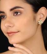 Gold Tone Kundan Inspired Stud Earrings
