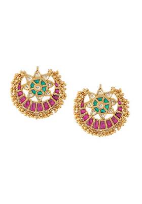 Green-Pink Gold Tone Kundan Inspired Earrings
 2