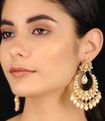 Gold Tone Kundan Inspired Chaandbali Earrings
