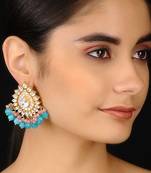 Pink-Turquoise Kundan Inspired Stud Earrings
