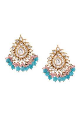 Pink-Turquoise Kundan Inspired Stud Earrings
 2