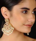 Gold Tone Kundan Inspired Chaandbali Earrings
