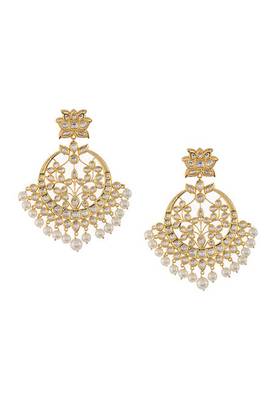Gold Tone Kundan Inspired Chaandbali Earrings
 2