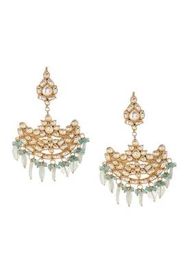 Aqua Gold Tone Kundan Inspired Chaandbali Earrings
 2