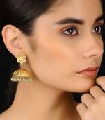 Aqua Gold Tone Kundan Inspired Jhumkis
