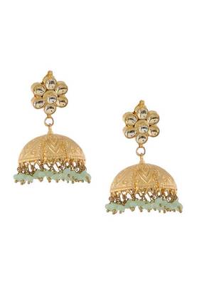 Aqua Gold Tone Kundan Inspired Jhumkis
 2