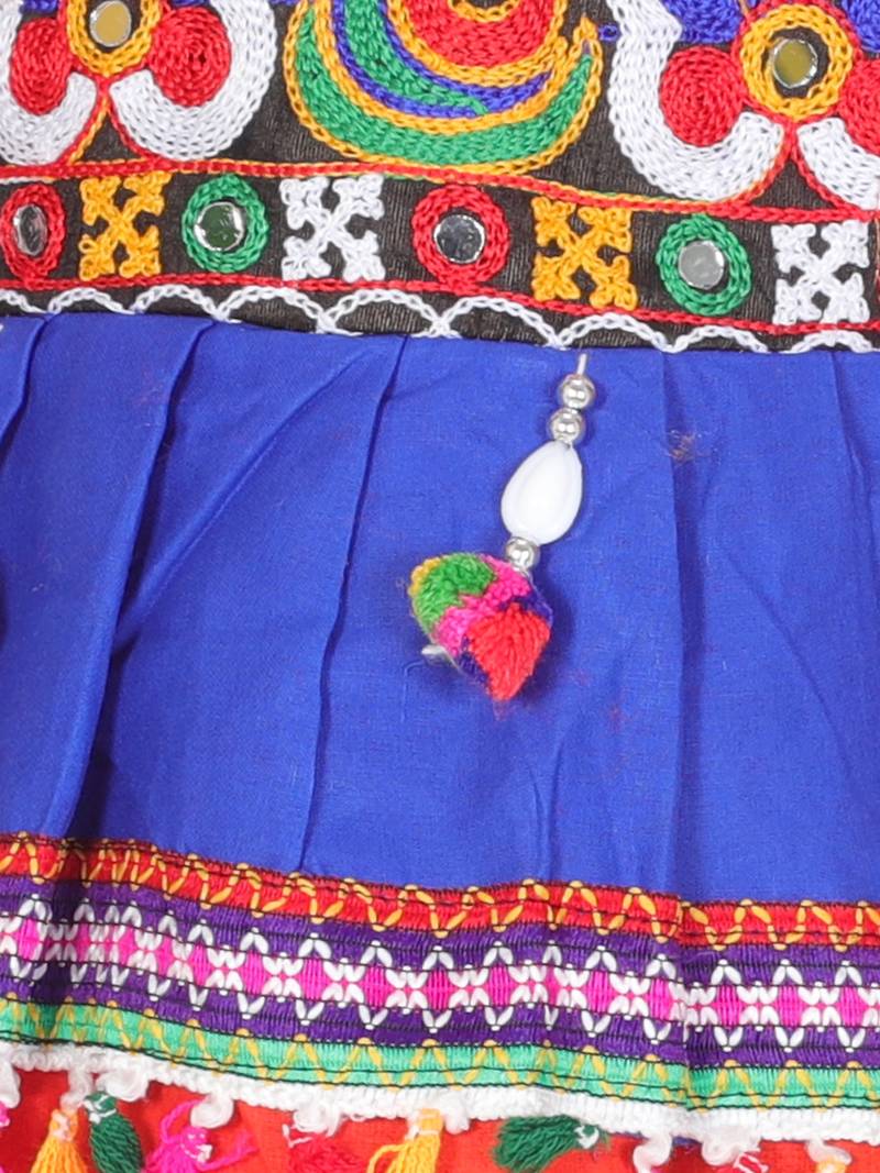 Orange kutchi mirror work kedia for boys