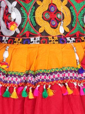 Red kutchi mirror work kedia for boys 4