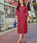 Pink Embroidered Cotton Party-Wear-Kurtis