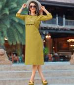 Green Embroidered Cotton Party-Wear-Kurtis