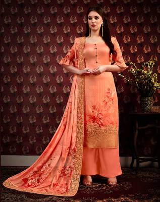 Orange Digital Print Crepe Salwar 1