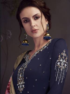 Navy-Blue Embroidered Faux Georgette Salwar 2