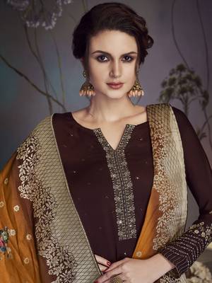 Brown Embroidered Faux Georgette Salwar 2
