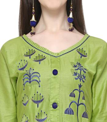 Light-green embroidered cotton salwar suit with chanderi cotton dupatta 2