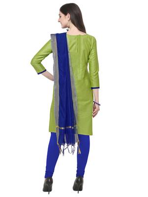Light-green embroidered cotton salwar suit with chanderi cotton dupatta 3