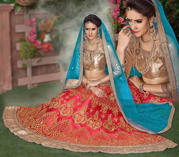 Pink Embroidered Net Semi Stitched Lehenga 2