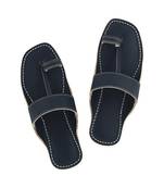 Dull Blue Mens Leather Chappal