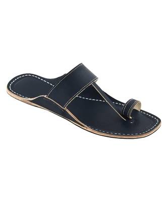 Dull Blue Mens Leather Chappal 2