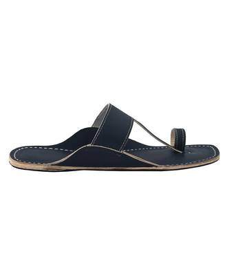 Dull Blue Mens Leather Chappal 3