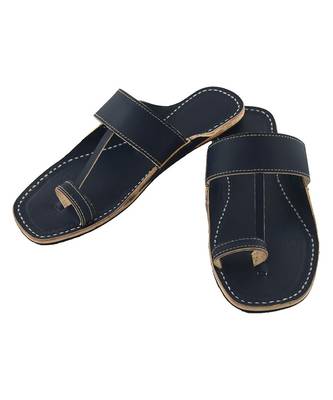 Dull Blue Mens Leather Chappal 4
